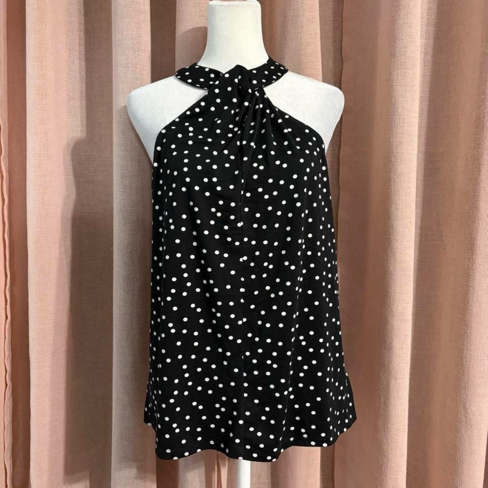 Black Y2k Polka Dot Halter Top